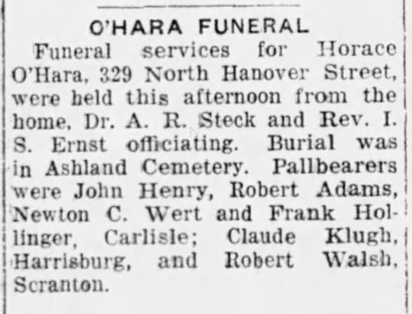 O'Hara, Horace funeral # 90944060